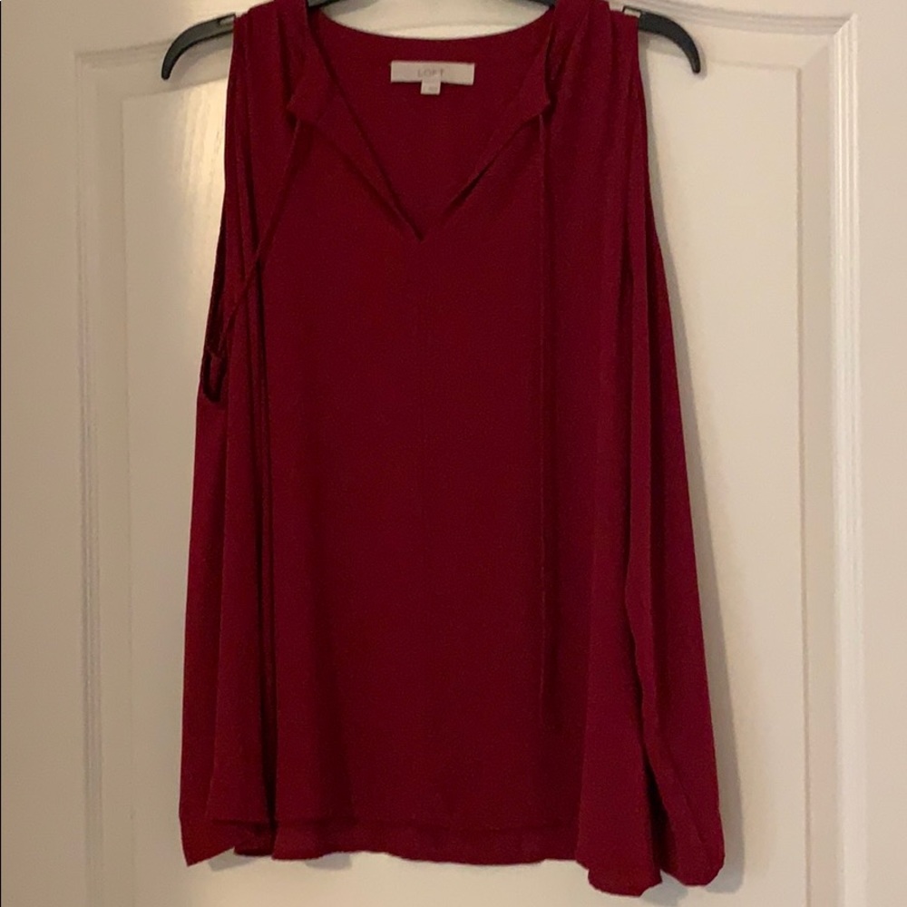 Burgundy cold shoulder blouse